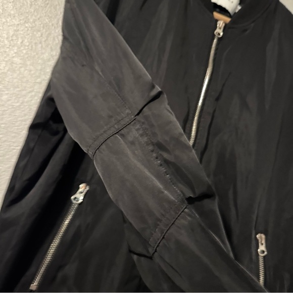 Women’s Lush Black Bomber Jacket with Silver Zippers Medium - Picture 7 of 14